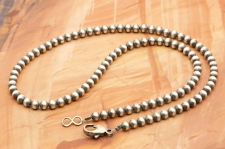 Navajo Pearls 17" long, 5mm Sterling Silver Necklace